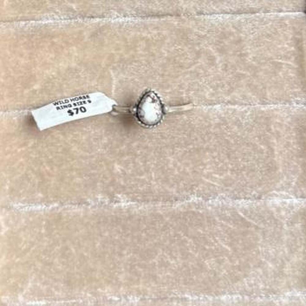 Wild Horse Magnesite Sterling Silver Stacker Ring Size 9
